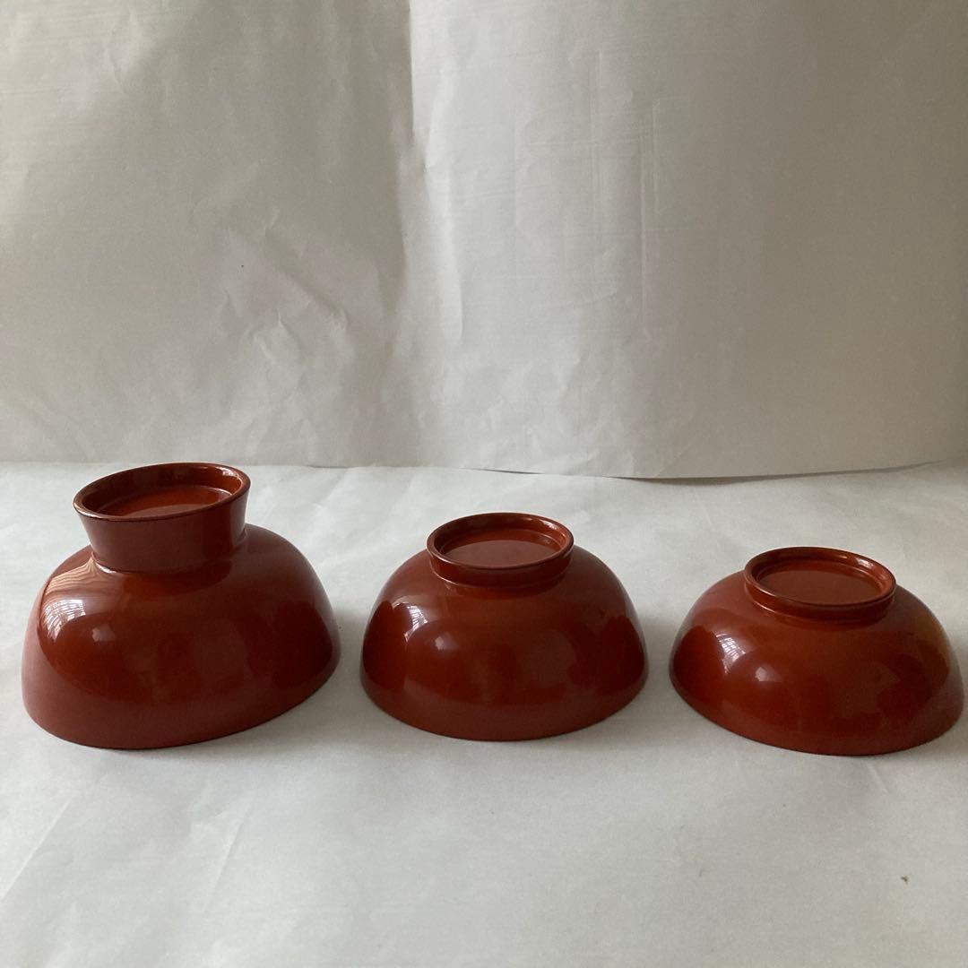 【未使用品】希少 三つ椀×2セット なかにし正 むさしの漆工芸 桐箱入り 漆器