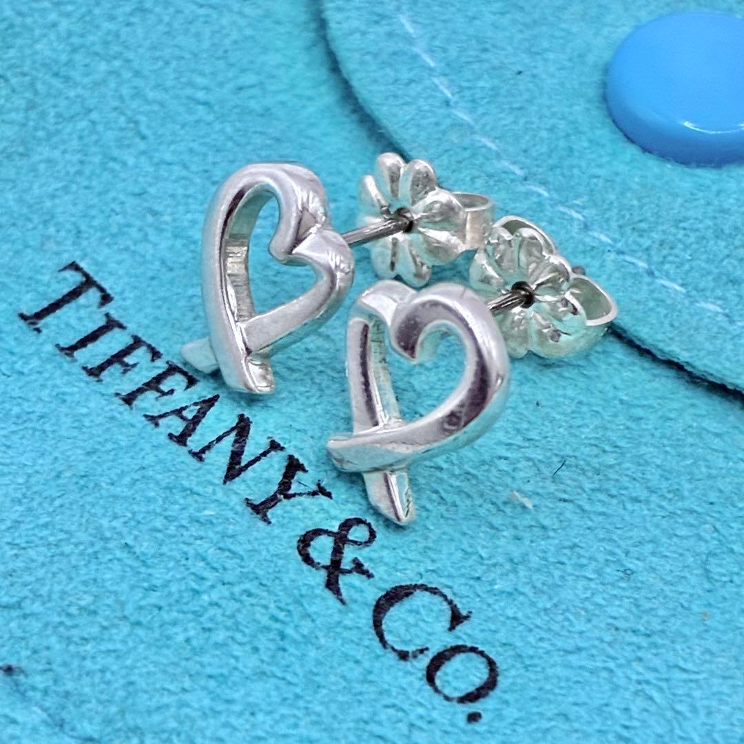 【美品】ティファニー　ラビングハート　スタッド　ピアス　シルバー　パロマピカソ