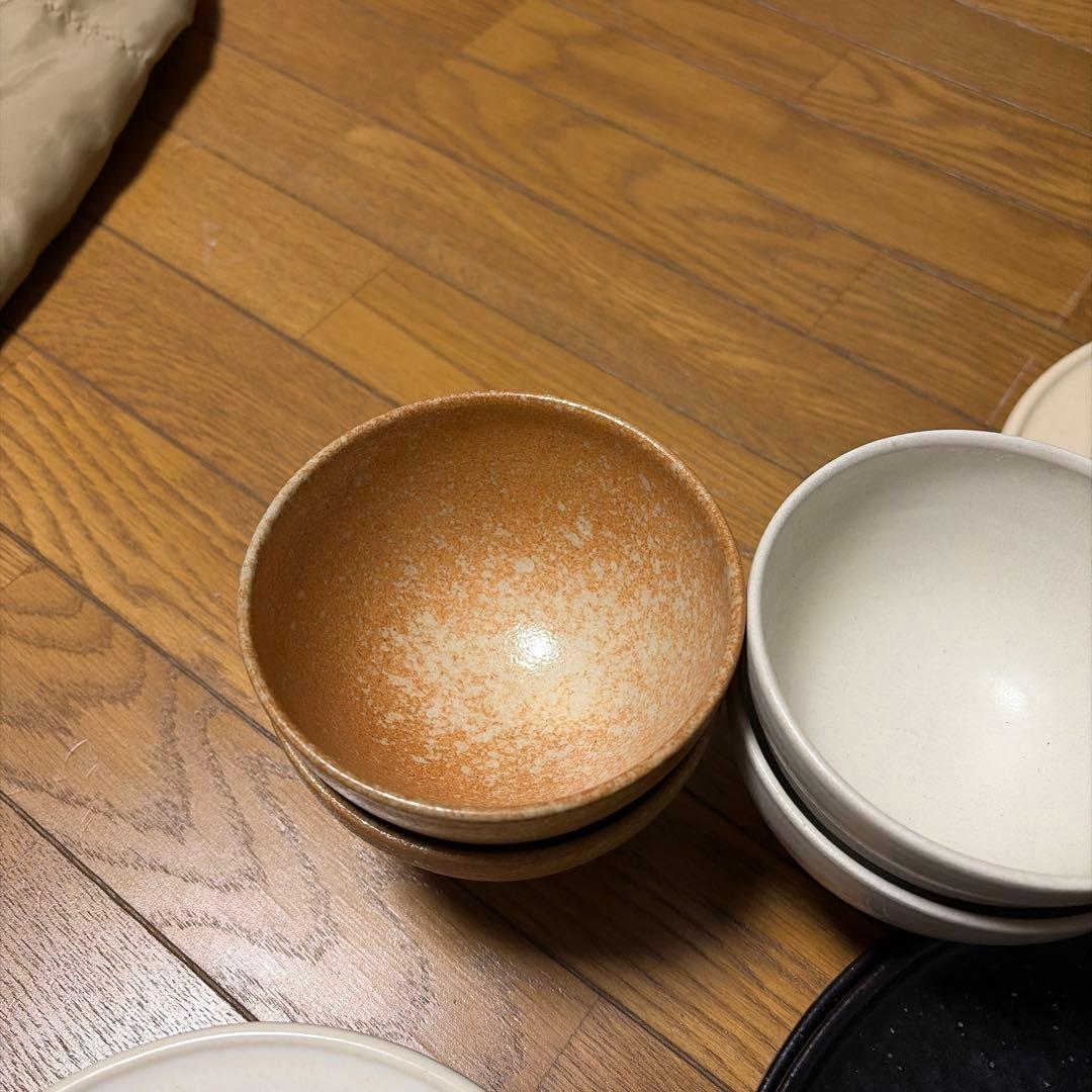 食器セット 白黒茶 陶器製 5枚皿+4個ボウル