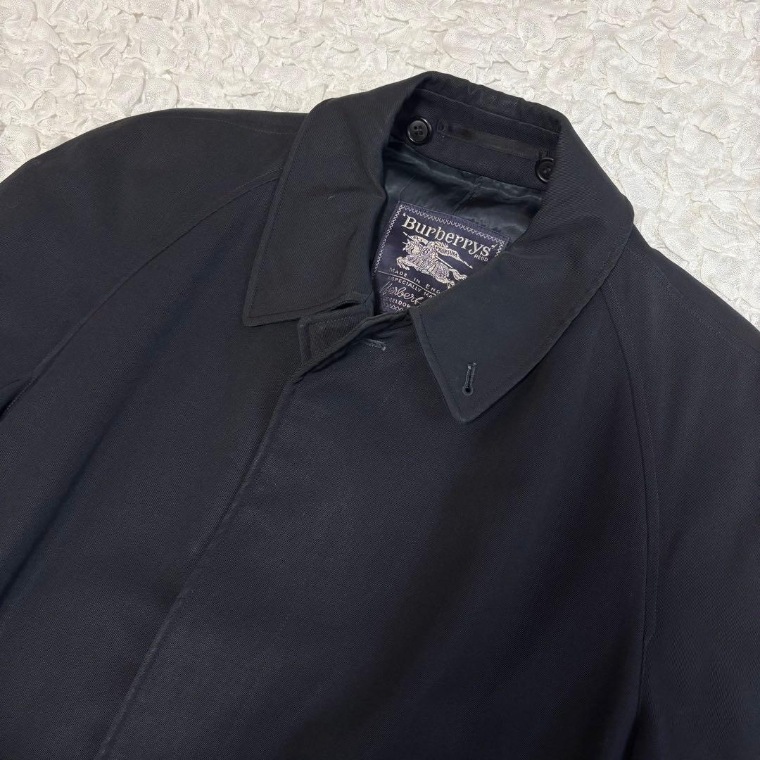 Burberrys ウールギャバ素材ステンカラーコート黒 XL バーバリー