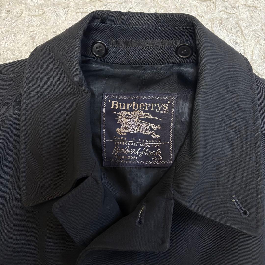 Burberrys ウールギャバ素材ステンカラーコート黒 XL バーバリー