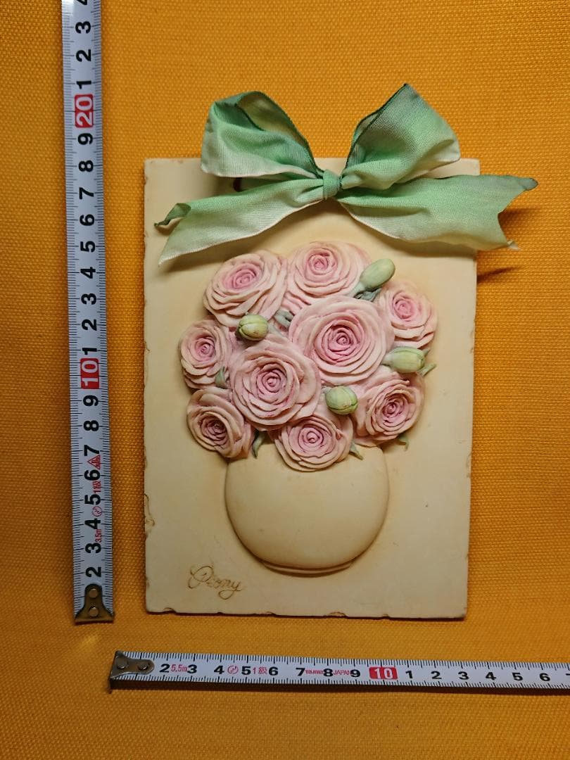 バラ　花　薔薇　陶器　壁掛け　置物　インテリア　工芸品　美術品　A1216