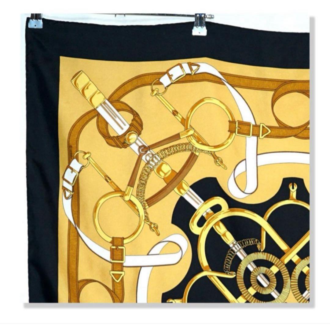 【美品】Hermès エルメス　カレ 90　スカーフ　黄金の拍車　ゴールド
