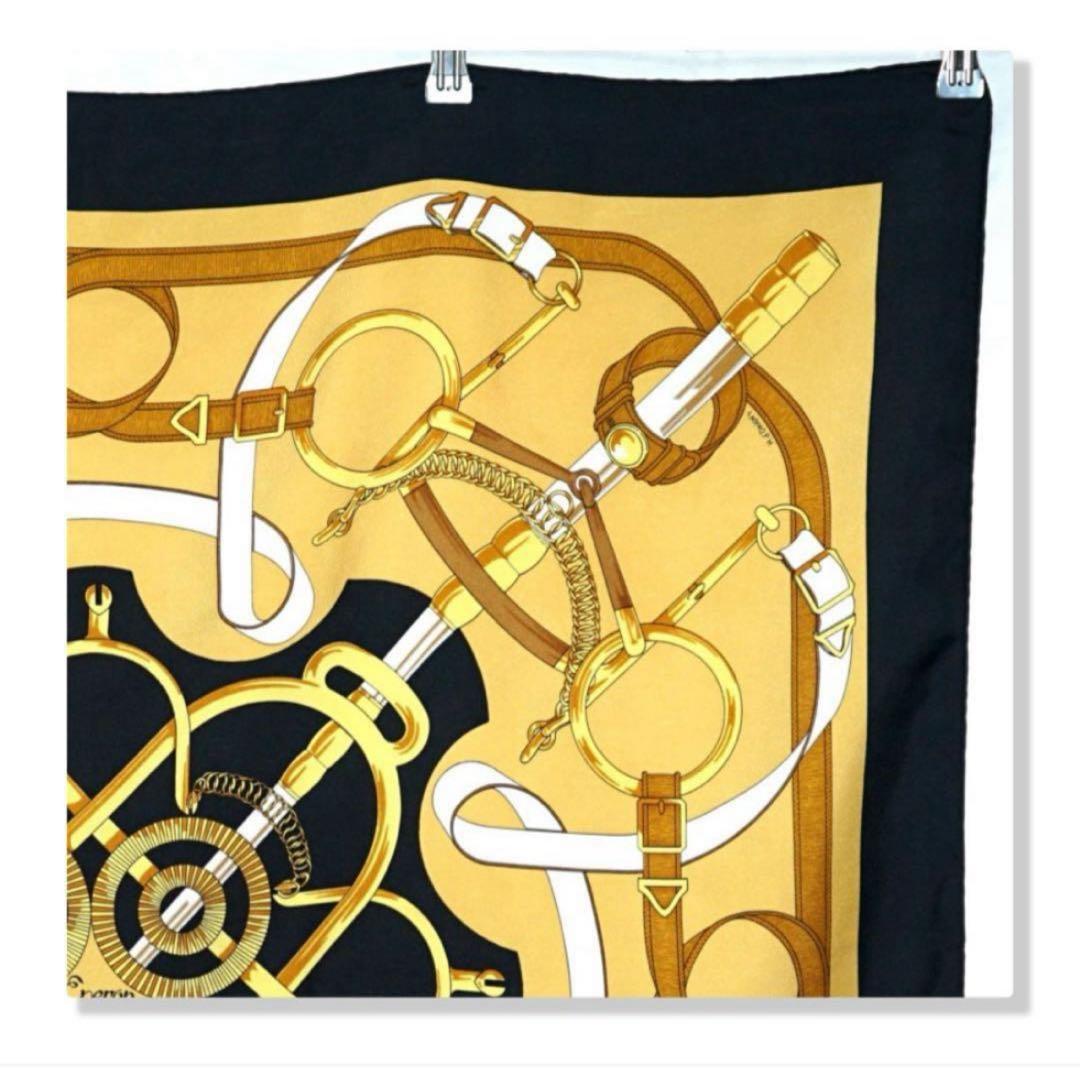【美品】Hermès エルメス　カレ 90　スカーフ　黄金の拍車　ゴールド