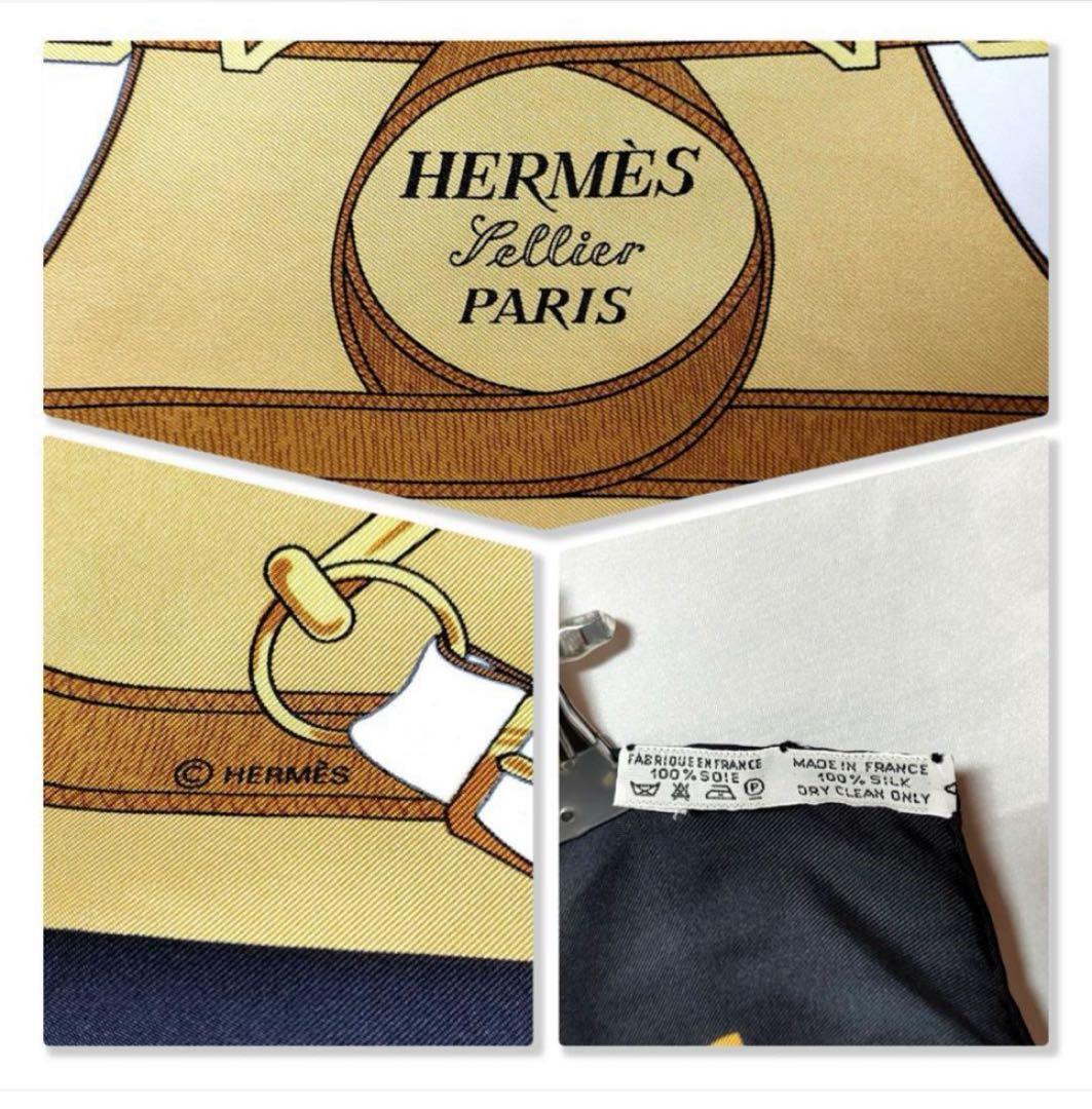 【美品】Hermès エルメス　カレ 90　スカーフ　黄金の拍車　ゴールド