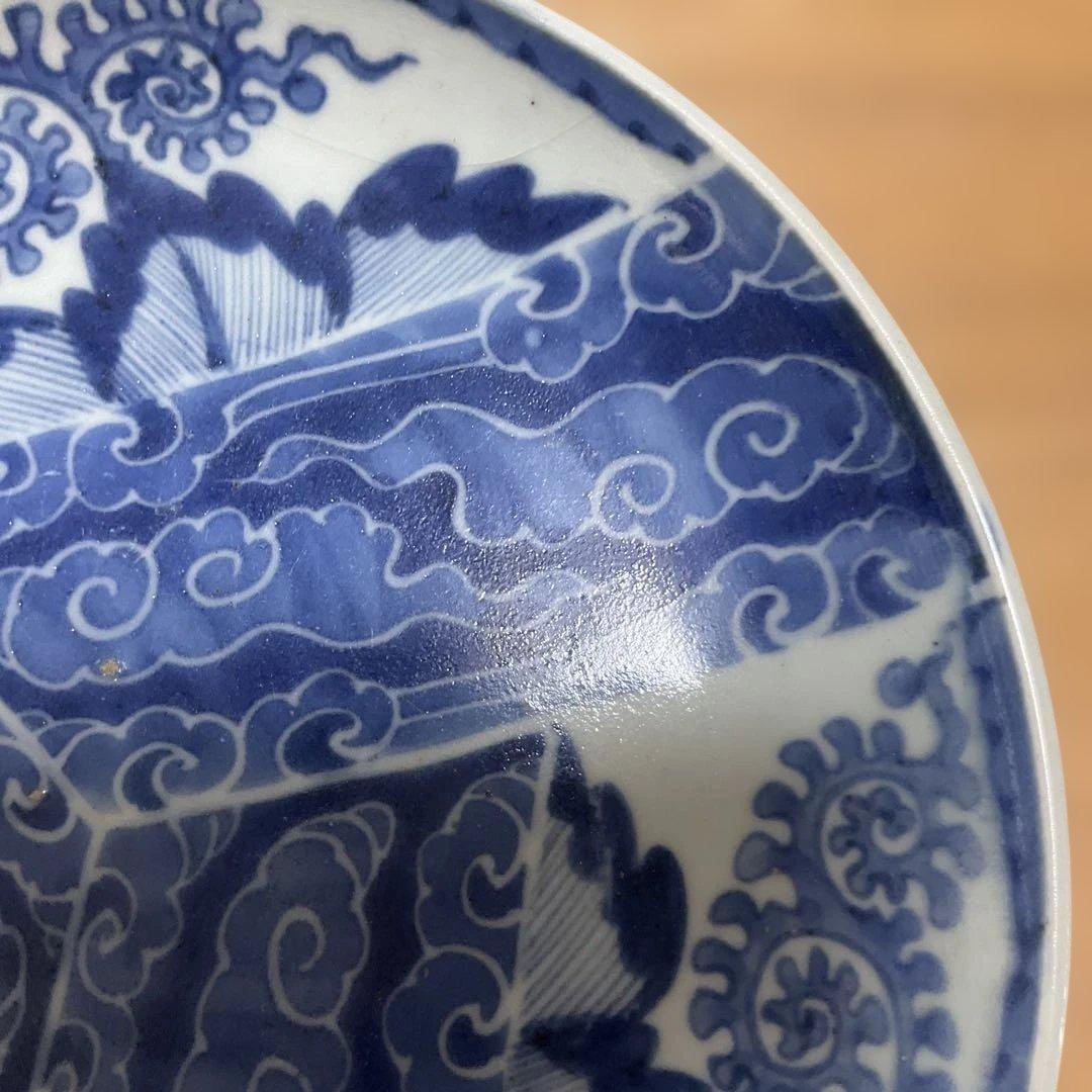 江戸後期、染付の皿 直径約25cm