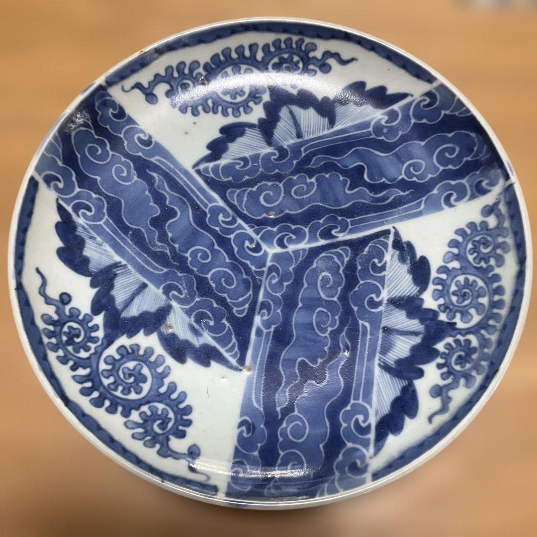 江戸後期、染付の皿 直径約25cm