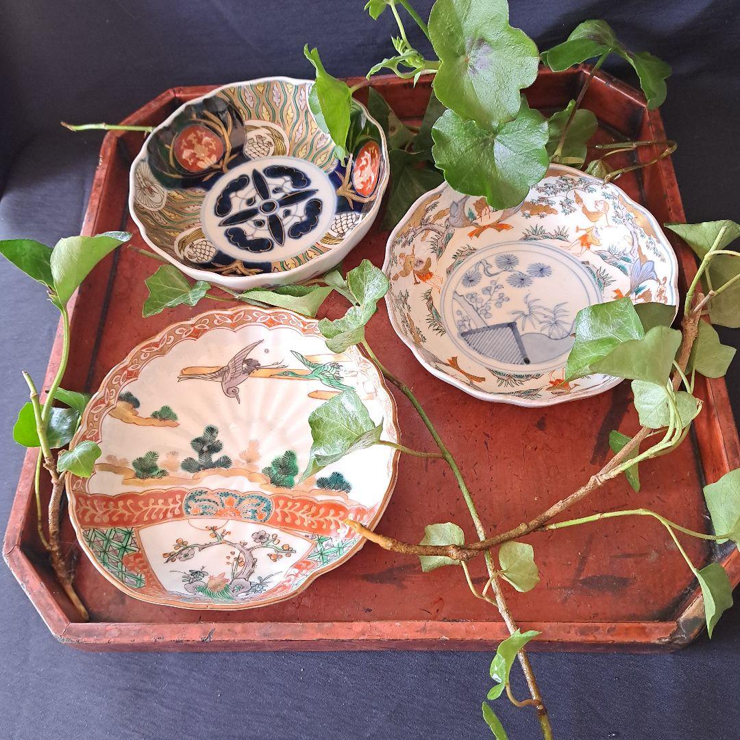 「ご成約者」です。 色絵古伊万里 皿3客セット 骨董アンテ