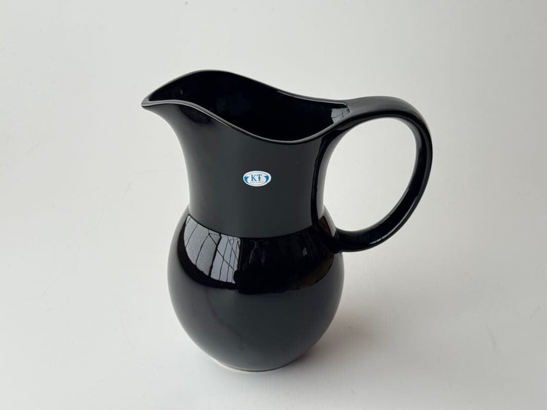 ヴィンテージ ブラック陶器 水差し 花瓶 昭和レトロ