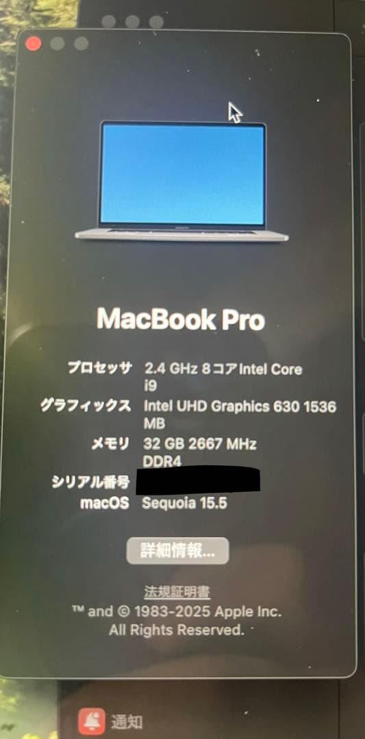 MacBook Pro 16インチ i9/ 32GB/ 1TB 2019モデル