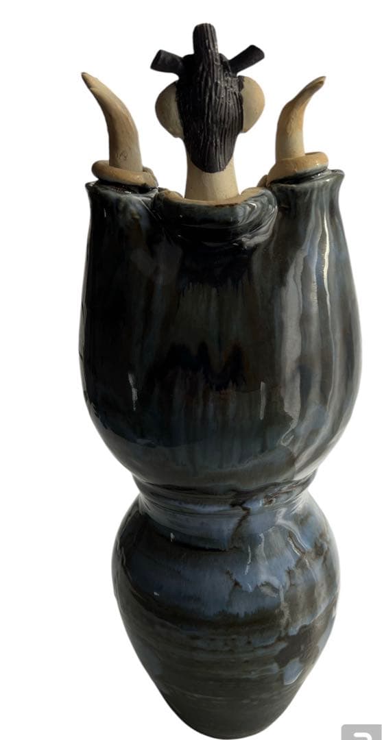 【美品】森元青芳 砥部焼　壺人形　青芳窯　念ずれば花ひらく