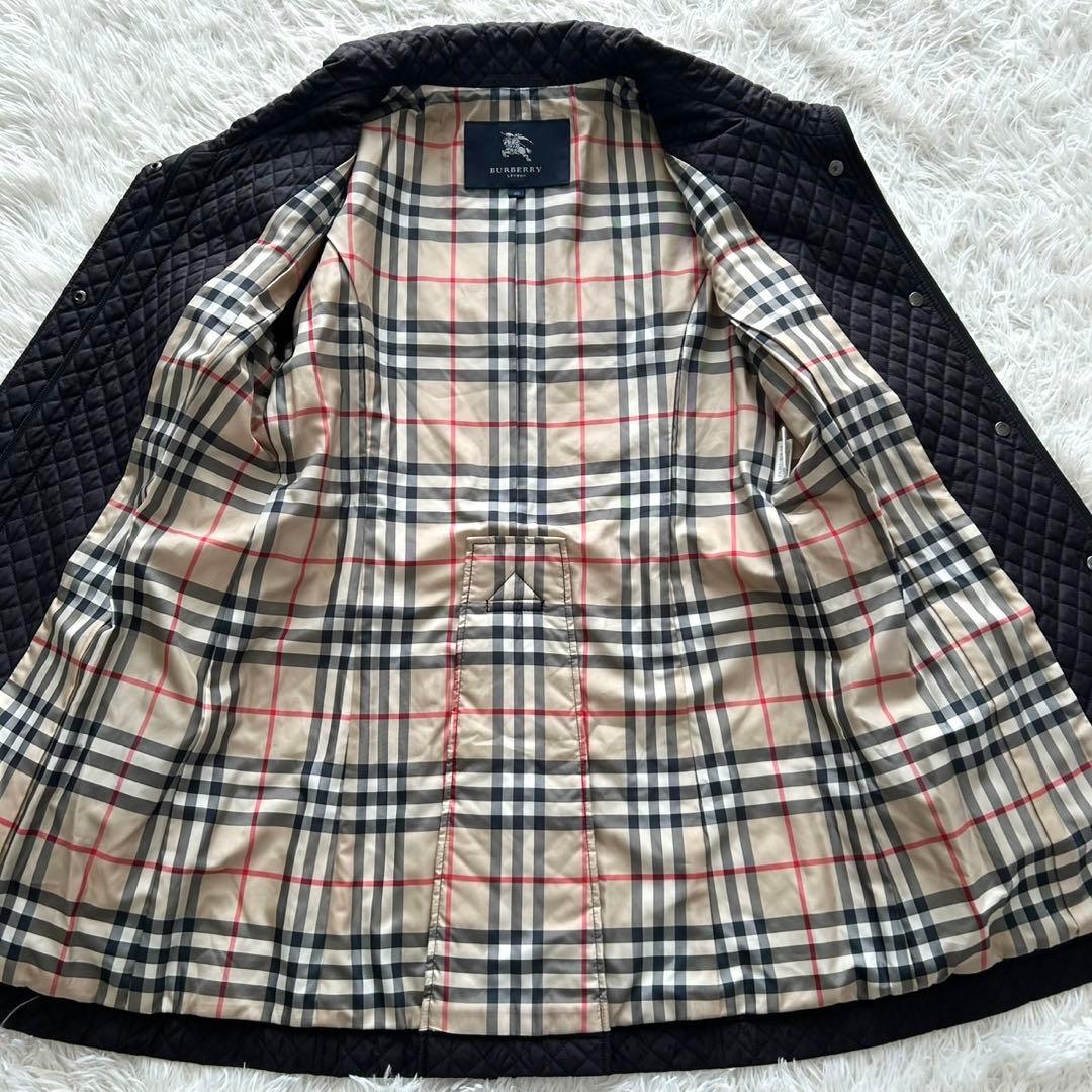 【極美品】バーバリーロンドン　キルティングコート　ベルト付き　ブラック　L相当