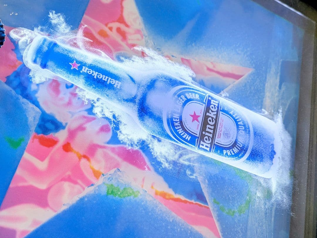 Heineken バックライト　ディスプレイ ネオン　看板　バー　パブミラー