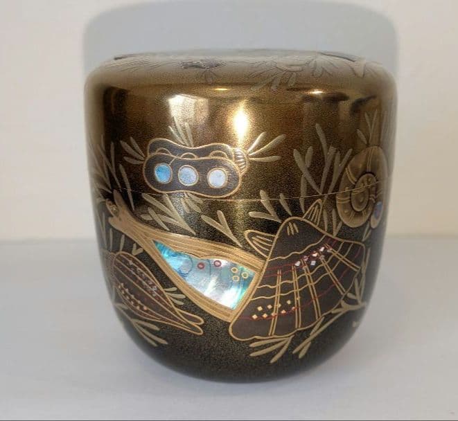 個人秘蔵-茶道具さま専用『海松貝蒔絵』大棗　新家新斎作　棗　茶器　螺鈿　内金梨子