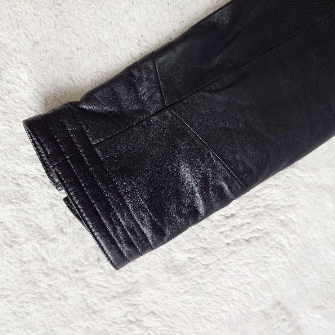 希少サイズ K.T キヨコタカセ　ラムレザー ダブルライダース 17号サイズ　黒