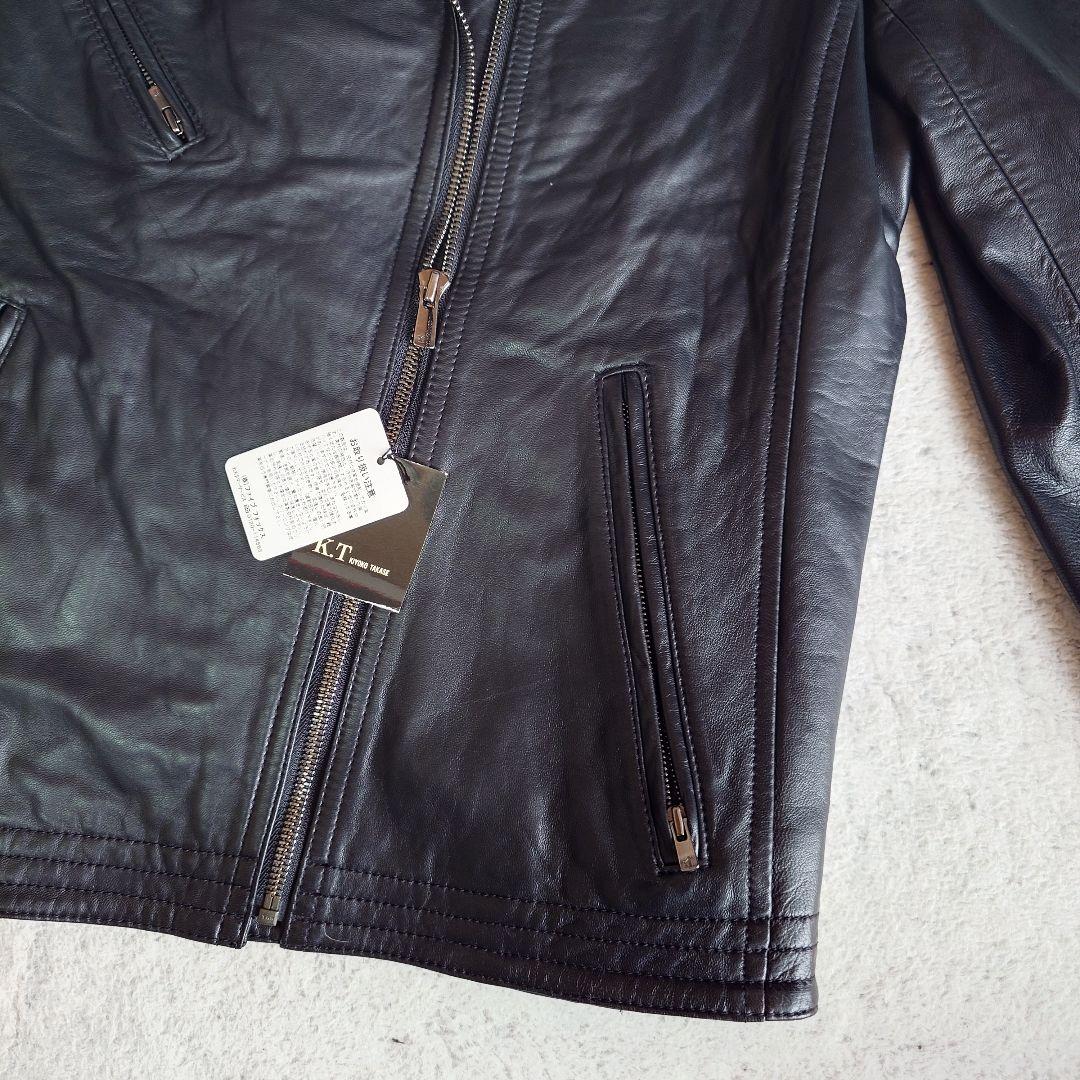 希少サイズ K.T キヨコタカセ　ラムレザー ダブルライダース 17号サイズ　黒