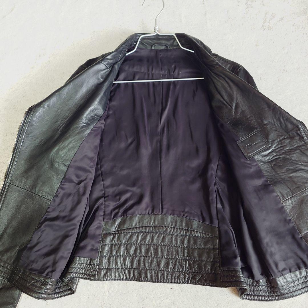 希少サイズ K.T キヨコタカセ　ラムレザー ダブルライダース 17号サイズ　黒