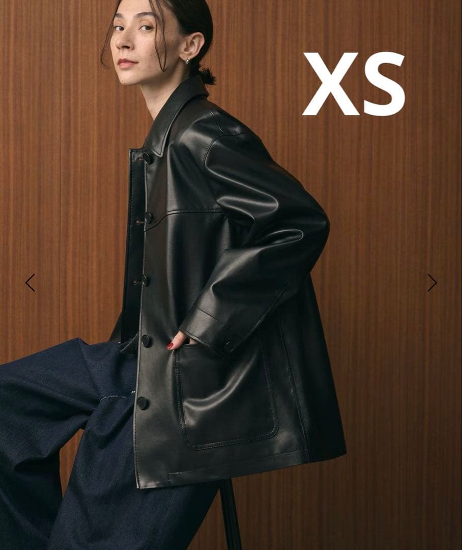 A レザーライク カバーオール ジャケット BLACK XS