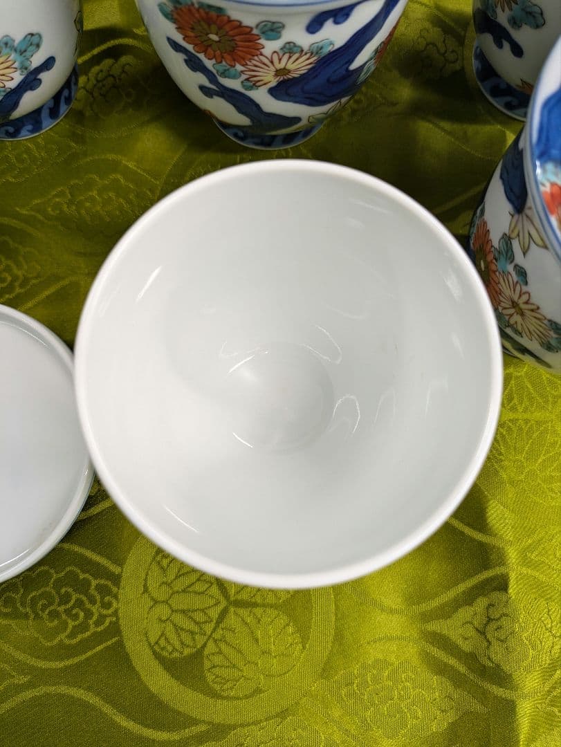 新品　翠山菊紅葉　受皿付　茶碗蒸し　10客　有田焼