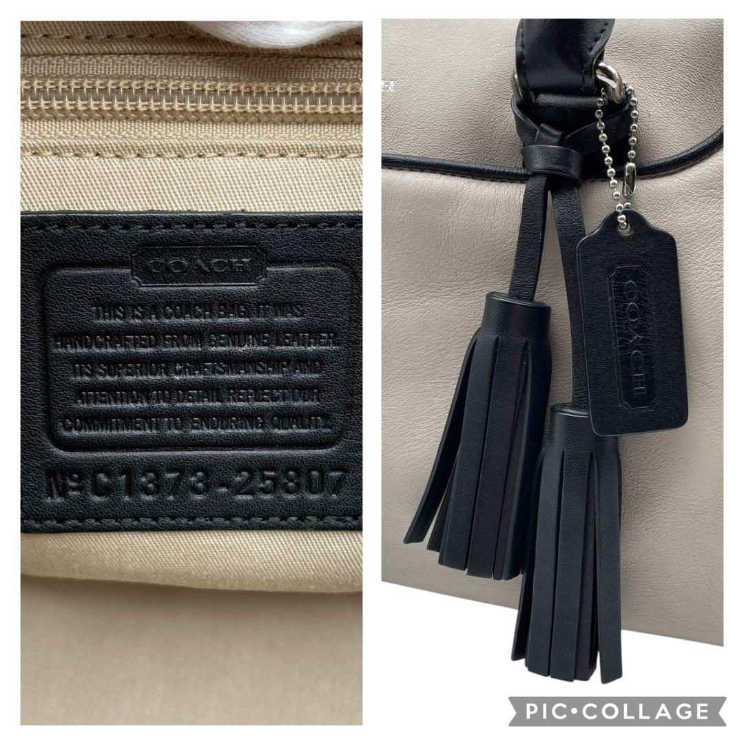 希少 美品 コーチ ボストンバッグ ハンドバッグ レザー タッセル バイカラー