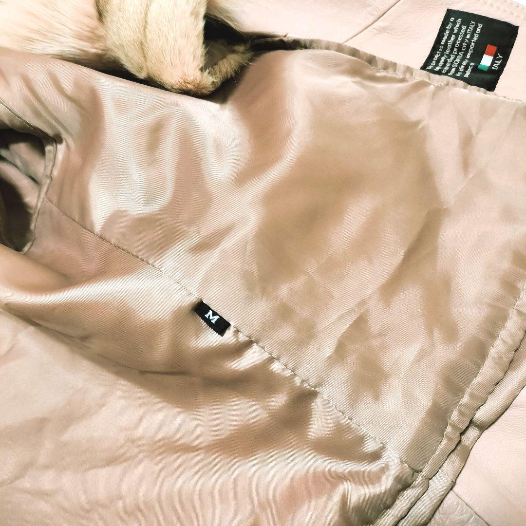 Andy イタリア製 ラムレザー ライダースジャケット フォックスファー付き