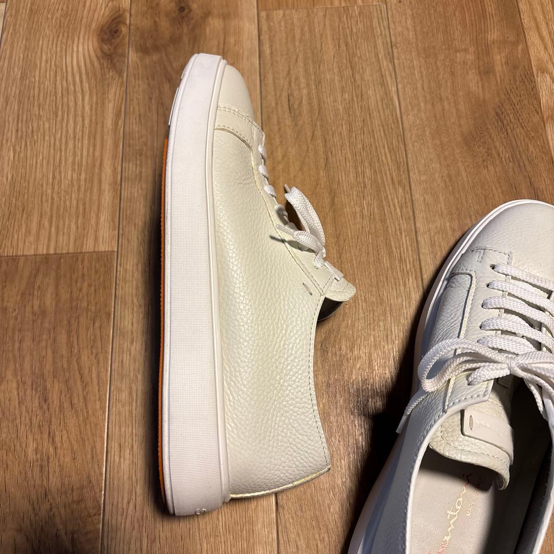 【ほぼ未使用】サントーニ　Santoni レザー　スニーカー　白　UK8 US9
