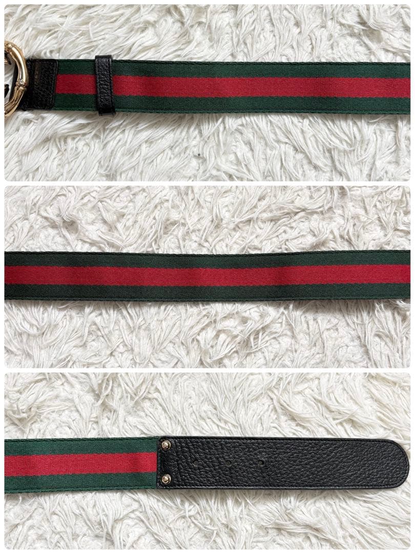 【美品】グッチ GGバックルベルト バンブー シェリーライン 114868