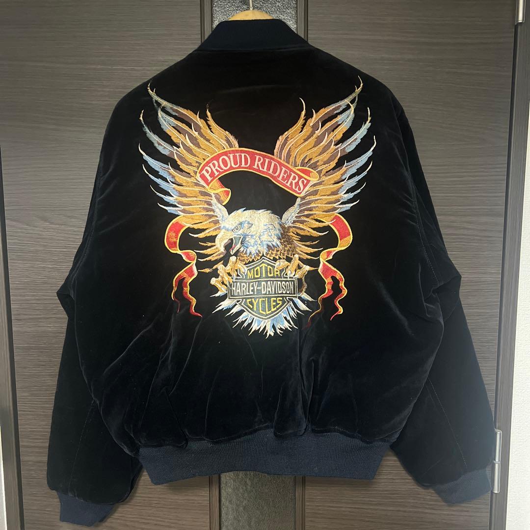 ハーレー ヴィンテージ ベロア 別珍 スカジャン 90s 希少 デッド 古着