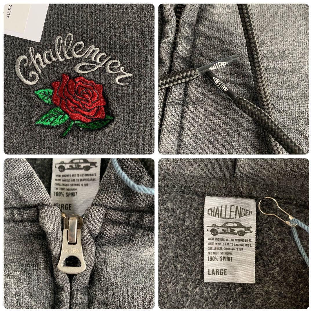 L黒【CHALLENGER】ROSE ZIP HOODIE／新品タグ付／送料込