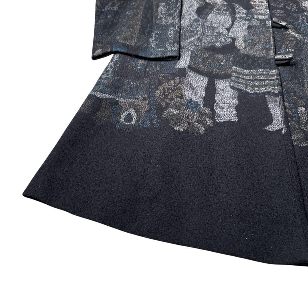 希少 トクコプルミエヴォル ウールコート 人物柄 民族衣装 刺繍調 黒 9号