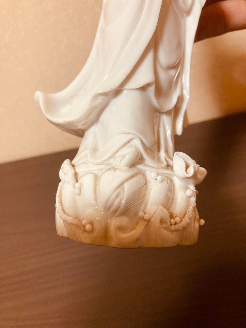 白南京観音像 高さ約22.5ｃｍ 白磁 仏像（検）徳化白磁 観音像