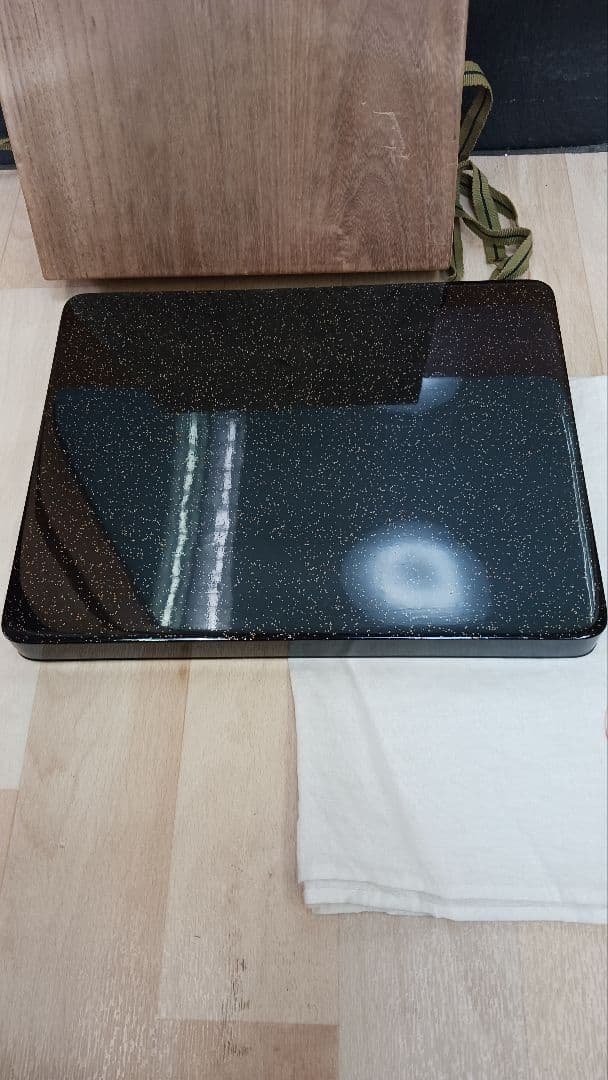 名工加賀蒔絵師太田抱逸作蒔絵描金手形盆　 家紋　輪島塗　 漆器　 盆　共箱　共布