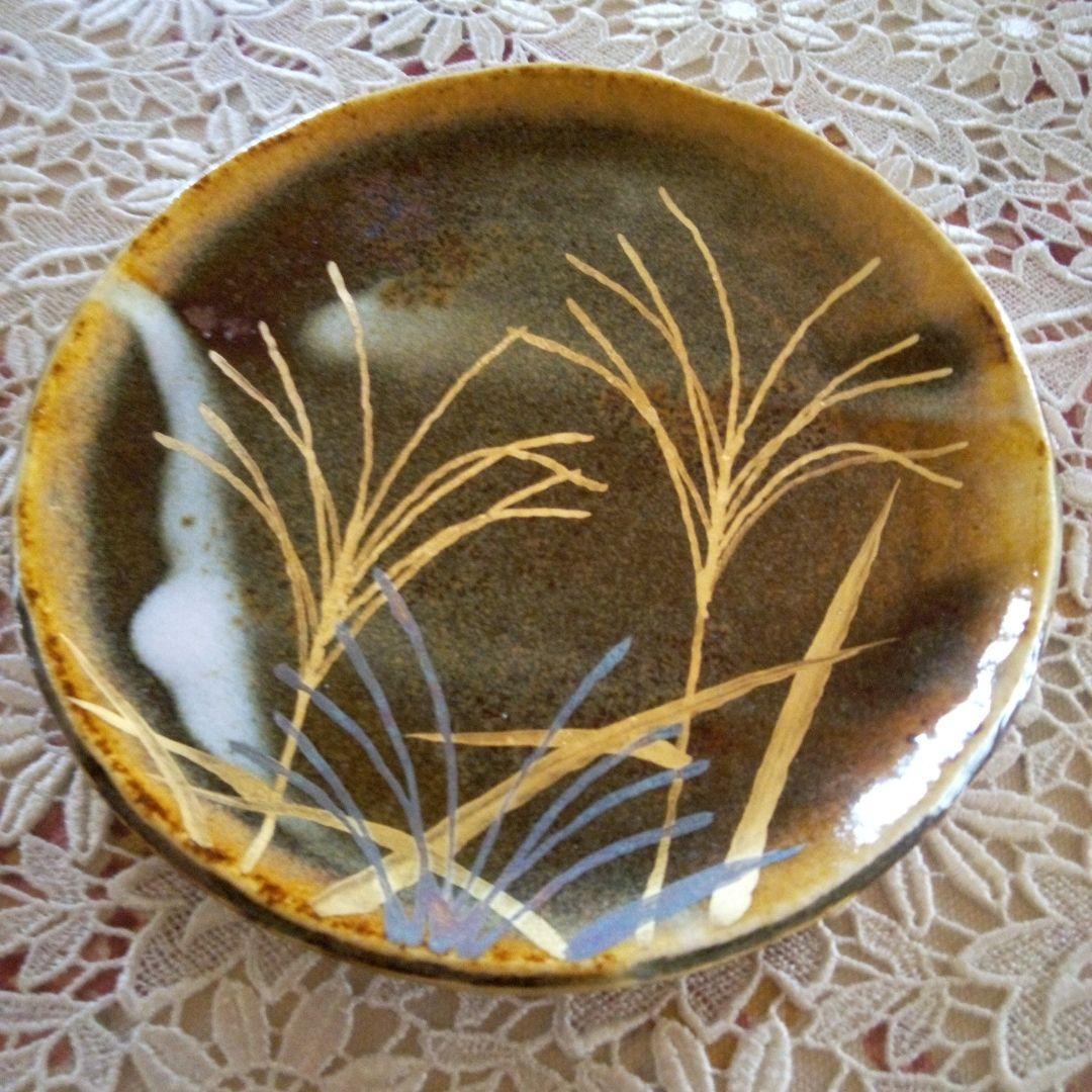 特選たち吉　青嵐　金銀彩草花　銘々皿　陶芸作家　安田道雄　食器　皿　五枚セット