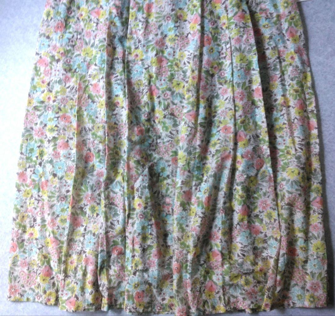 新品　シルク混　レディース　ワンピース　リバティ風柄　絹　SILK　コットン
