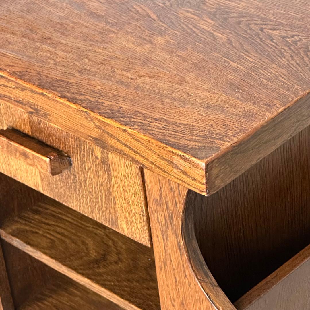 ✦オランダ家具✦オーク材サイドテーブル マガジンラック付　コーヒーテーブル