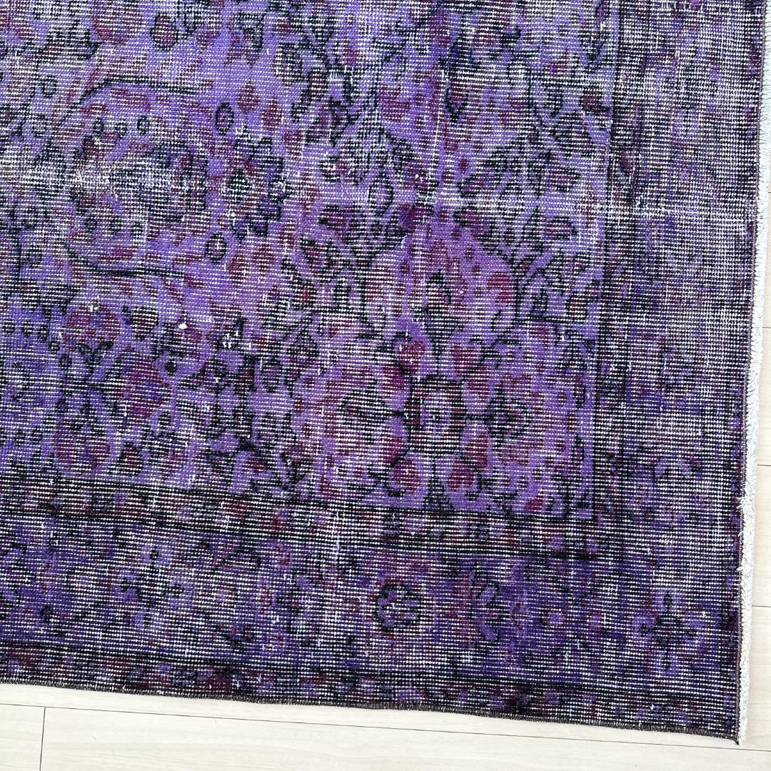 トルコ ヴィンテージラグ A127超大判 バイオレット パープル オーバーダイ