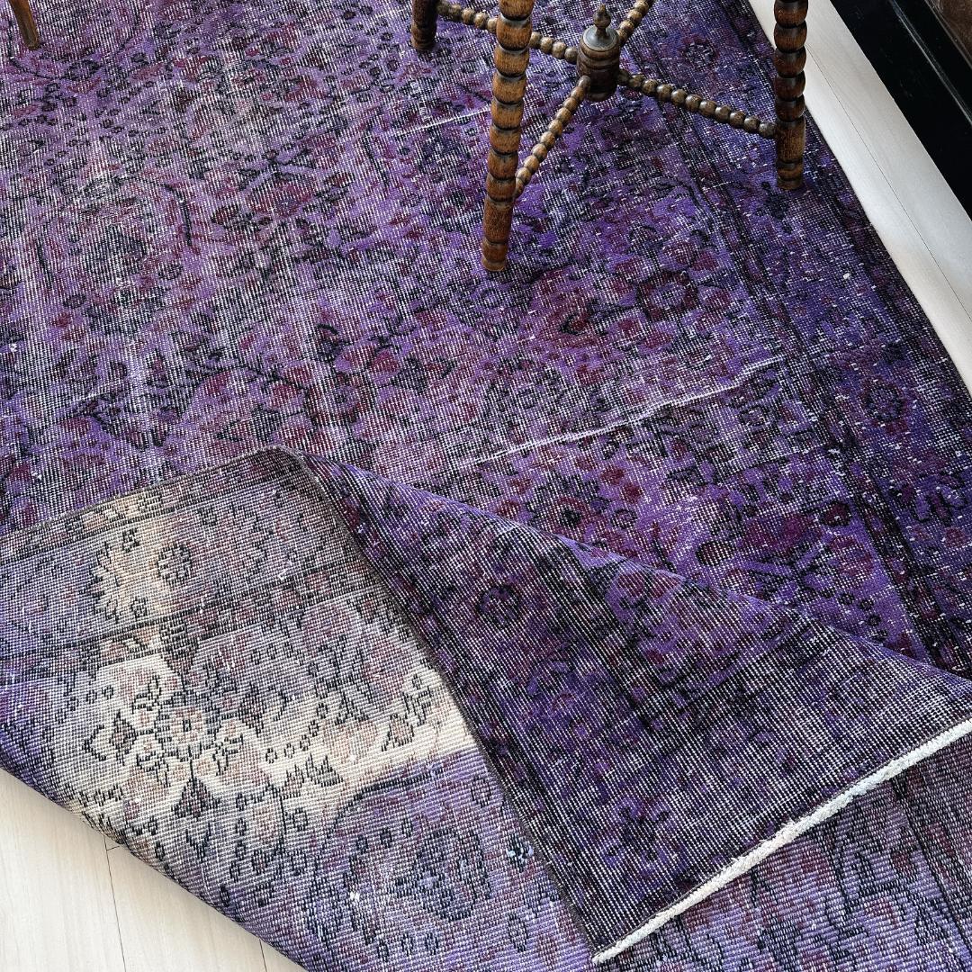 トルコ ヴィンテージラグ A127超大判 バイオレット パープル オーバーダイ