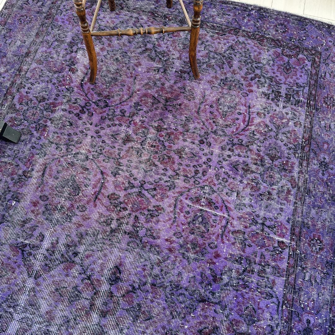 トルコ ヴィンテージラグ A127超大判 バイオレット パープル オーバーダイ