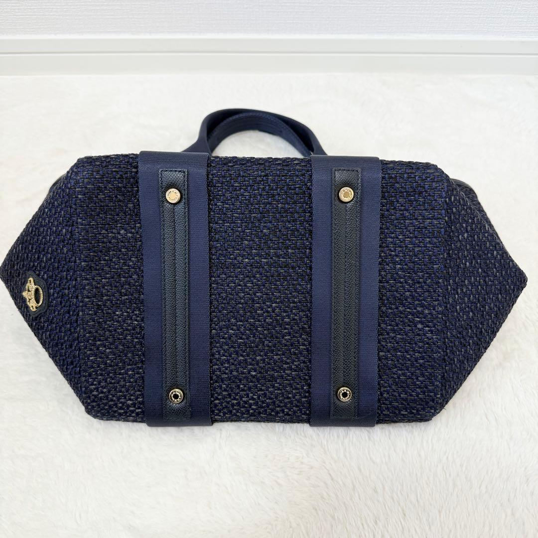 A.D.M.J トートバッグ A4 王冠 編み込み ネイビー 未使用級