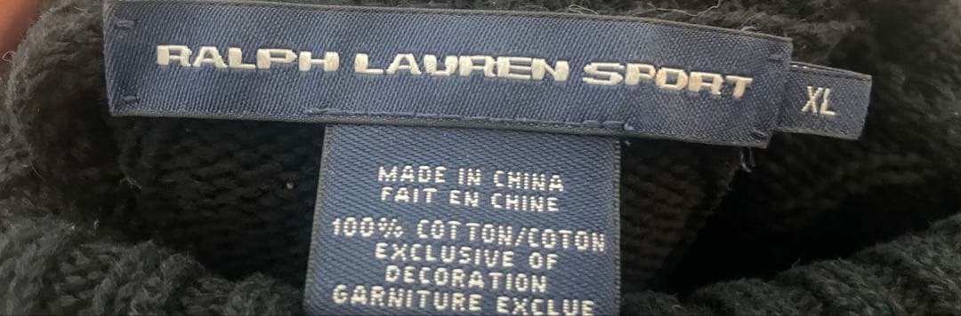 【ぽんちゃん】ラルフローレンスポーツ ケーブルニット タートルネック 黒