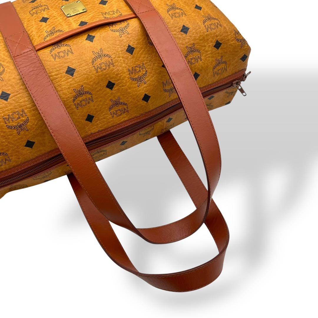 極美品　MCM ボストンバッグ　ヴィセトス柄　レザー　茶　ブラウン　大容量