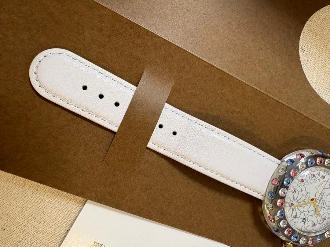 極美品⭐︎bonbon watch レインボーカメリア白蝶貝白ベルト/替ベルト付き