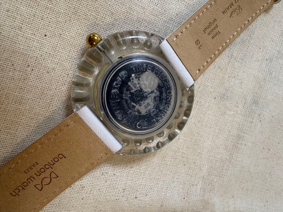極美品⭐︎bonbon watch レインボーカメリア白蝶貝白ベルト/替ベルト付き