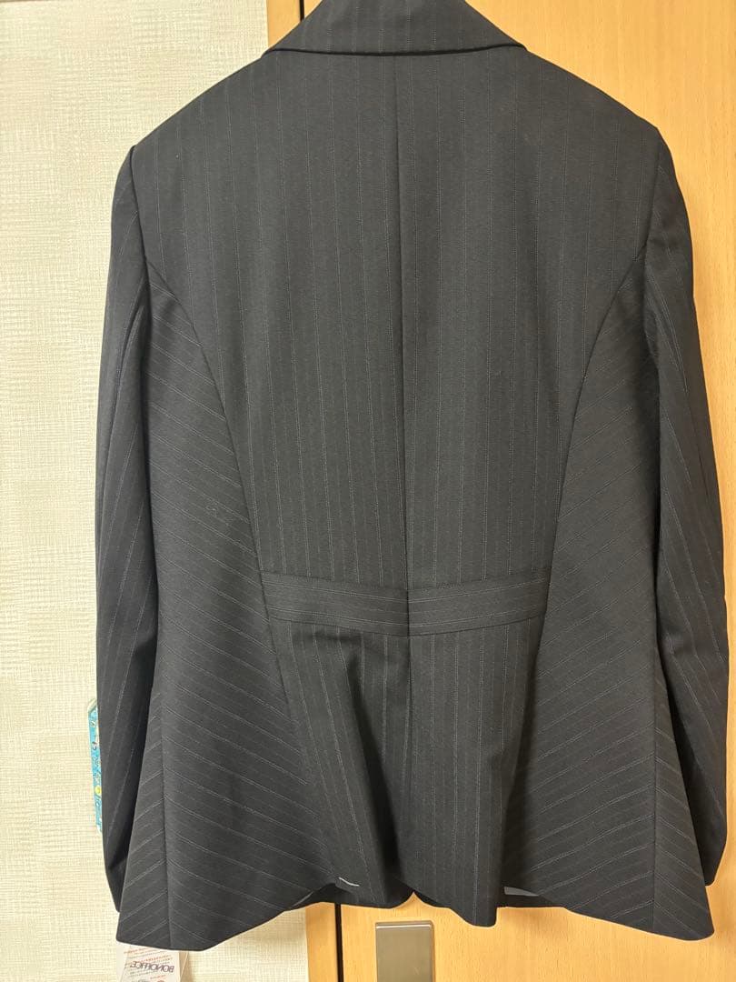 ボンマックス事務服　ブラック×ブルーのストライプ3点セット
