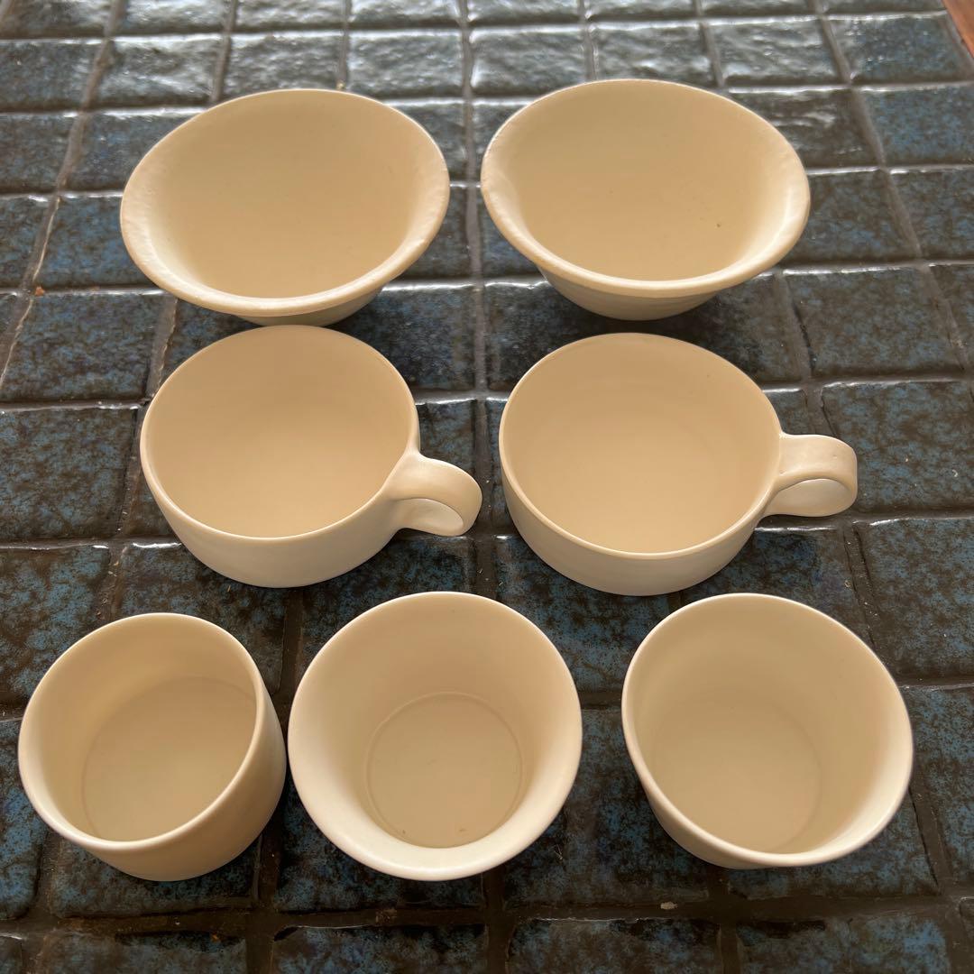 【未使用】十河隆史　白釉ミニ7点セット