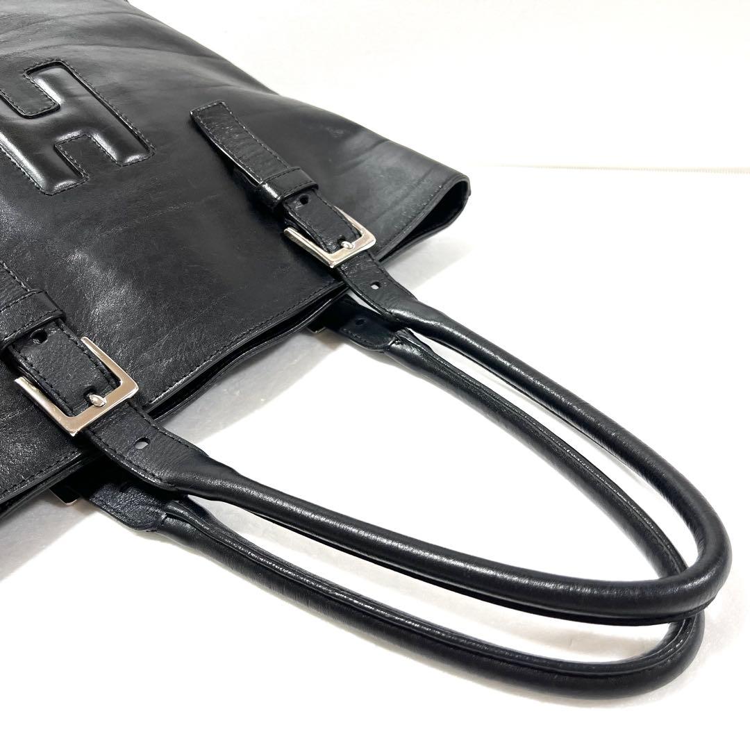 【美品】HIROFU ヒロフ レザー トートバッグ A4 ブラック 肩掛け