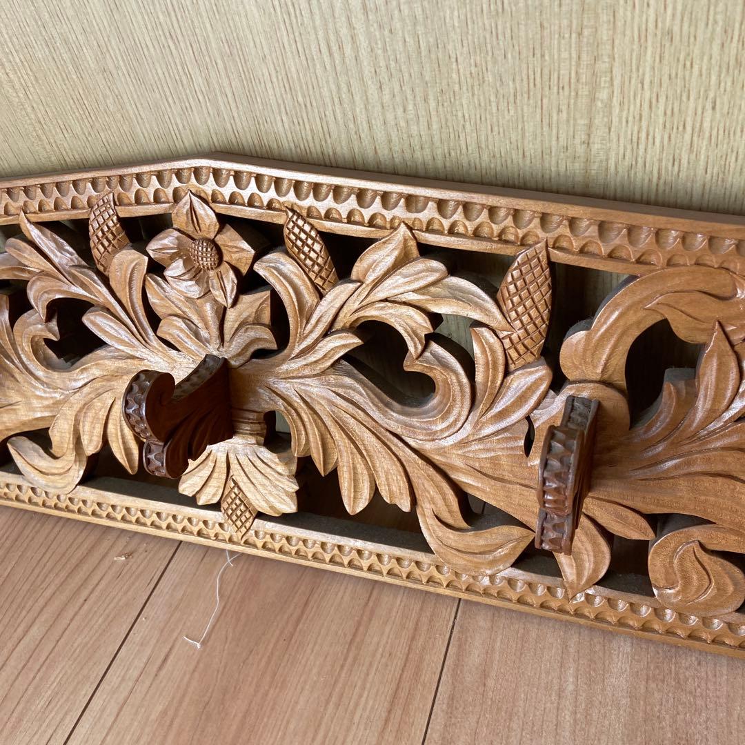 アジアン風 木製彫刻 壁掛け装飾