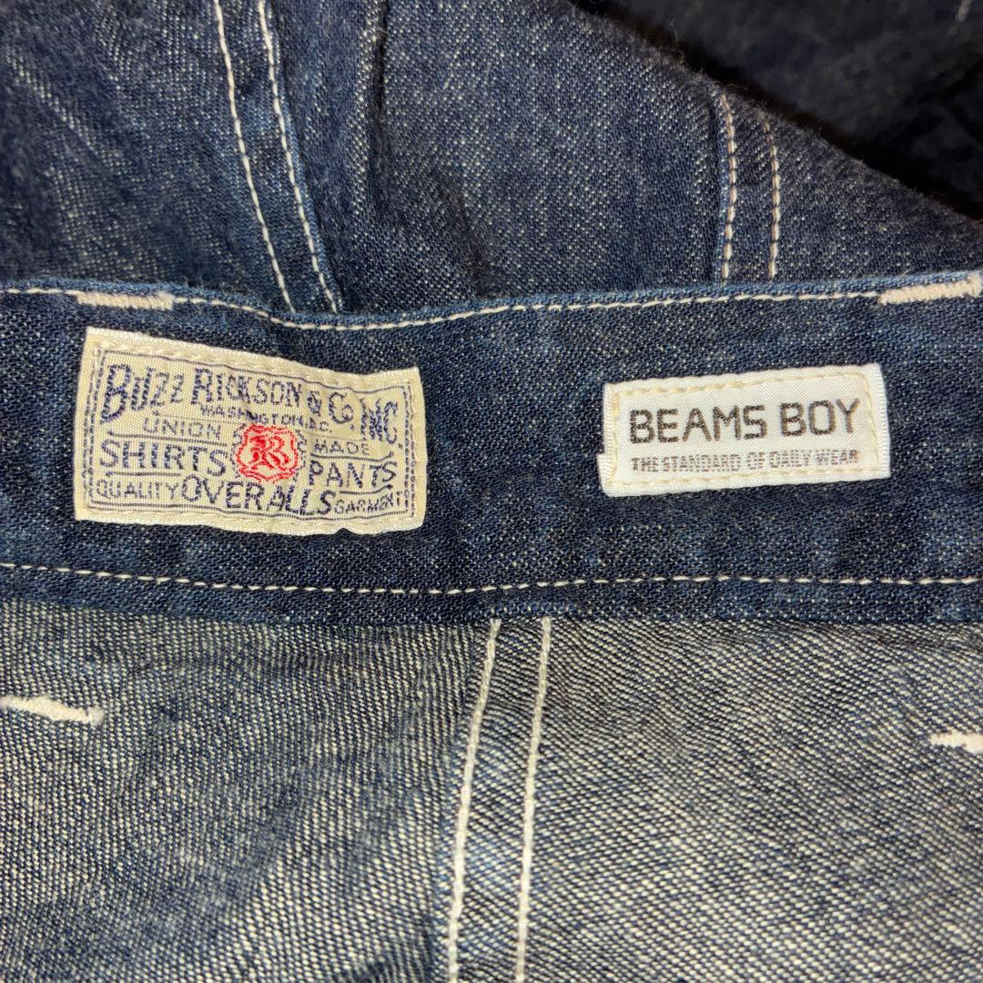 新品未使用BEAMSBOYダークブルーワイドレッグデニムパンツ