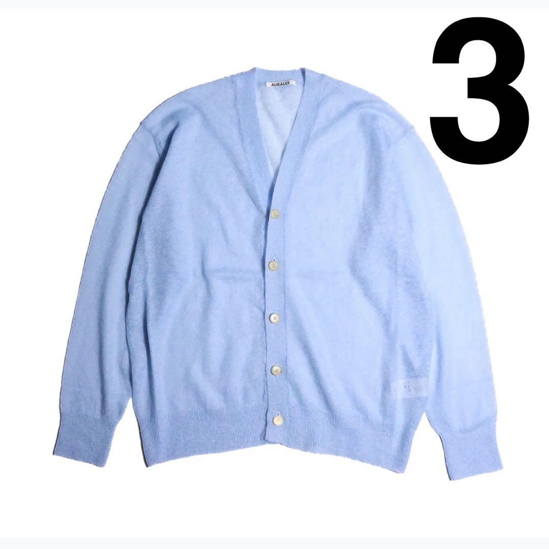 トップス AURALEE KID MOHAIR SHEER KNIT CARDIGAN