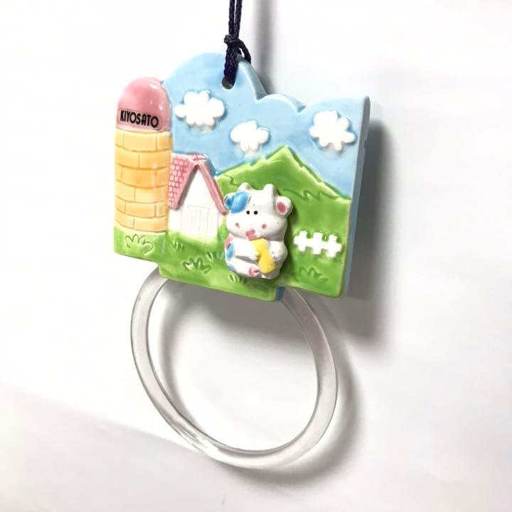 美品●昭和レトロ清里ミルクポットご当地お土産陶器製ファンシーグッズタオル掛け清里
